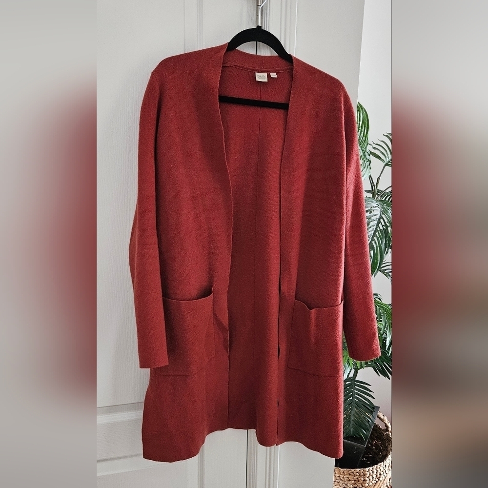 Women's Open Front Cardigan Sweater - Rust